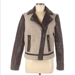 EUC Kenneth Cole Faux Leather Sherpa Motto Jacket